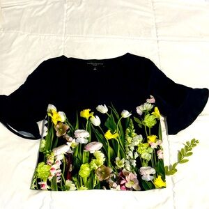 Victoria Beckham for Target beautiful black blouse with flowers